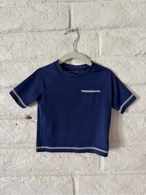 Janie and Jack Navy Rashguard with Contrast Trim